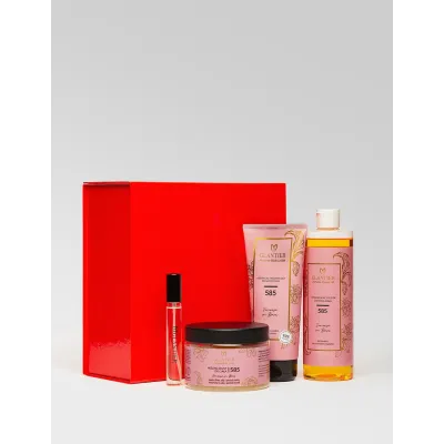 Gift BOX Ritual SPA Lumi 585: Duschöl + Körperlotion + Salz-Peeling + Mini-Parfüm + Rote Box