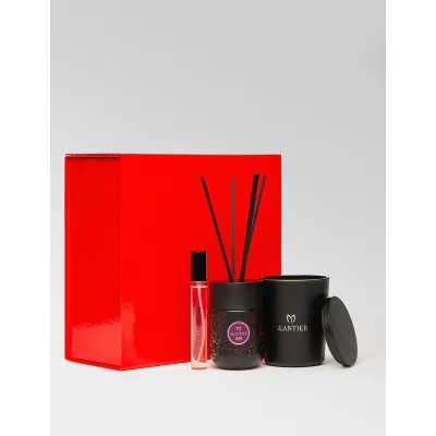 Gift BOX Home & Body 500: Sojaduftkerze + Duftdiffusor + Mini-Parfüm + Rote Box